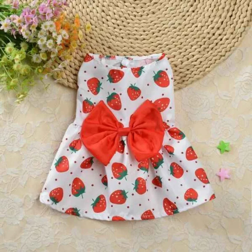 Pet Dog Cat Princess Skirt Dress Floral Colorful Snap Close Bow Accent Cute SM‎